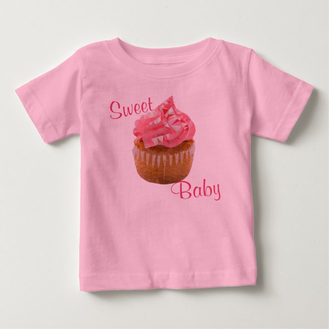 T-shirt Pour Bébé Gâteau rose géométrique Sweet Baby (Devant)
