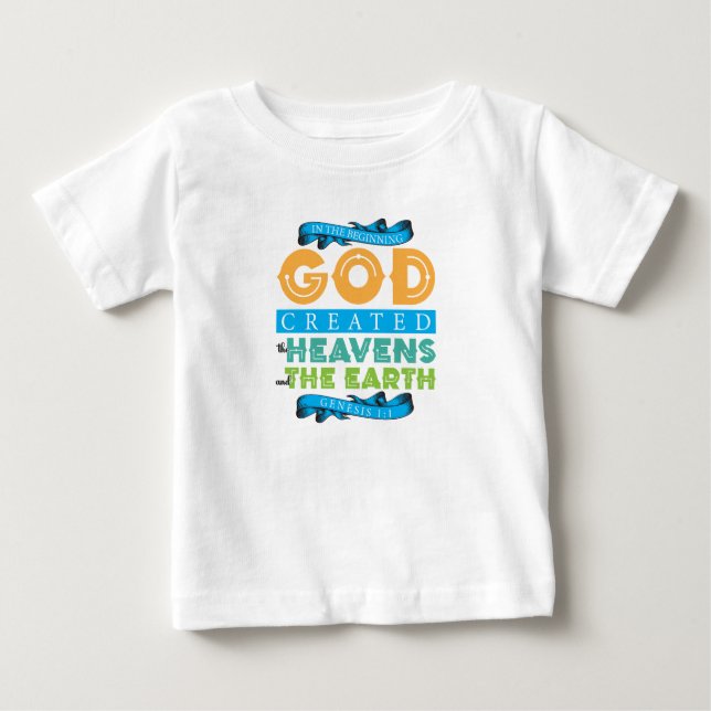 T-shirt Pour Bébé Genèse 1:1 Au Début, DIEU Créé (Devant)