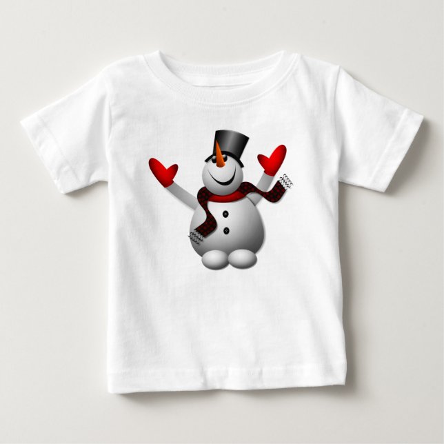 T-shirt Pour Bébé Gentil Bonhomme de Neige Joyeux (Devant)