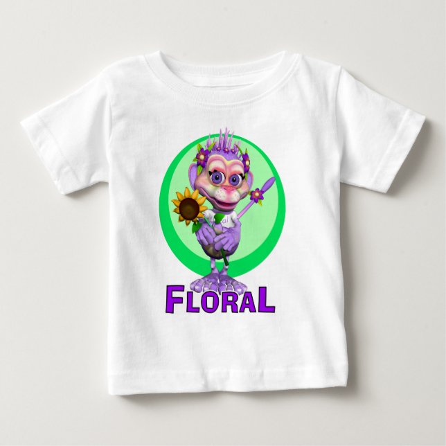T-shirt Pour Bébé GiggleBellies Floral le singe (Devant)