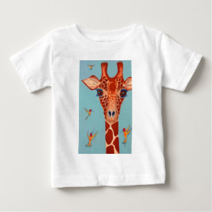 T-shirt Pour Bébé Girafe aux colibris