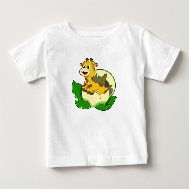 T-shirt Pour Bébé Girafe aux feuilles et oeufs (Devant)