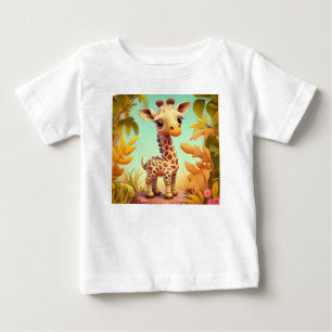 T-shirt Pour Bébé Girafe Bébé Mignon Tropical Dessin Animé-37560