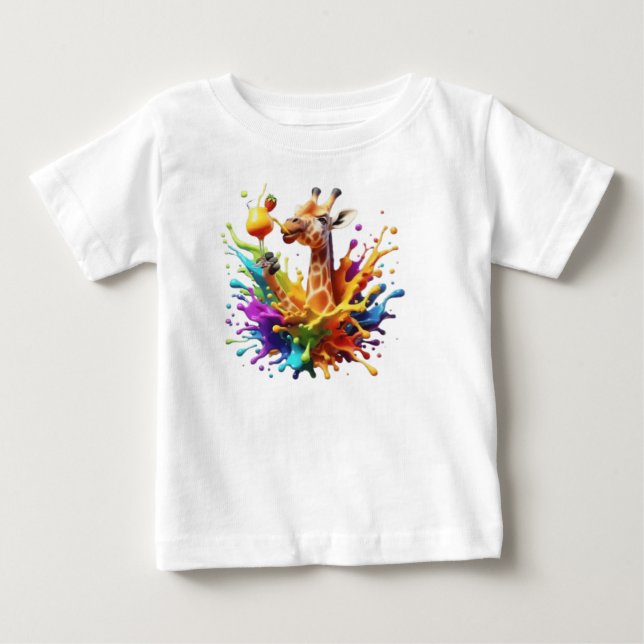 T-shirt Pour Bébé girafe colorée (Devant)