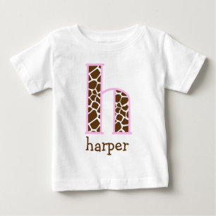 T-shirt Pour Bébé Girafe de bébé Monogramme Tutu Bodysuit initiale h