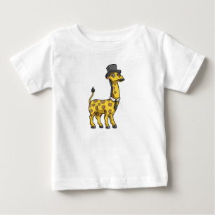 T-shirt Pour Bébé Girafe en gentleman avec chapeau, cravate et moust