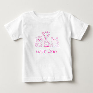 T-shirt Pour Bébé Girafe "Sauvageonne", Lion, Hippopotame Contour Ro