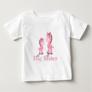 T-shirt Pour Bébé Girafes roses et Brown de grande soeur