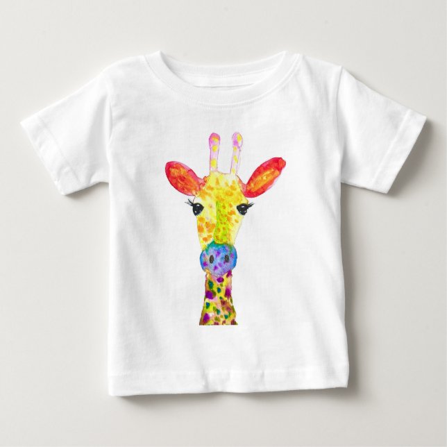 T-shirt Pour Bébé Giraffe aquarelle animal Safari enfants humour zoo (Devant)