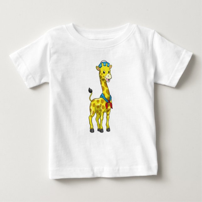 T-shirt Pour Bébé Giraffe as Sailor with Sailor hat (Devant)