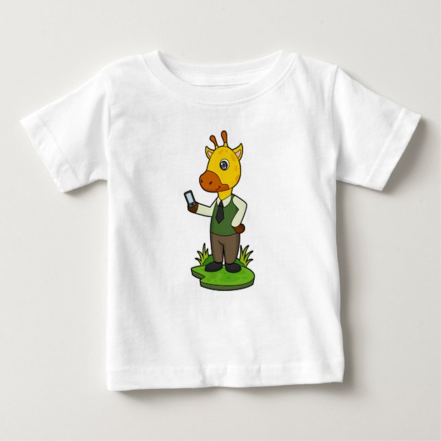 T-shirt Pour Bébé Giraffe avec mobile (Devant)