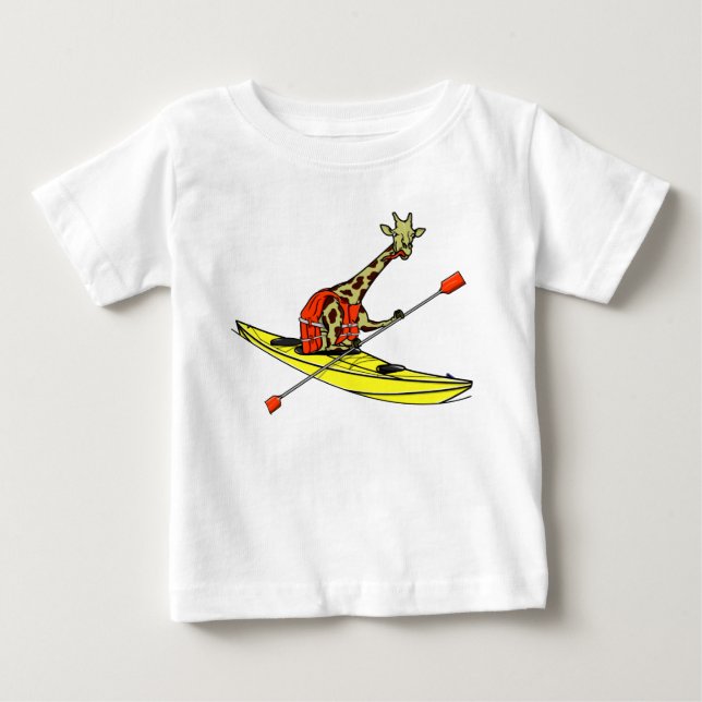 T-shirt Pour Bébé Giraffe en kayak (Devant)