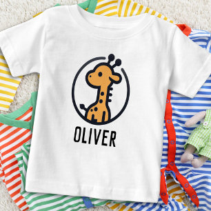 T-shirt Pour Bébé Giraffe minimaliste simple dans un cercle