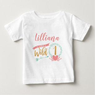 T-shirt Pour Bébé Girl Wild One Boho Tribal First Birthday Shirt