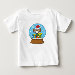 T-shirt Pour Bébé Globe des neiges avec Chouette du Père Noël