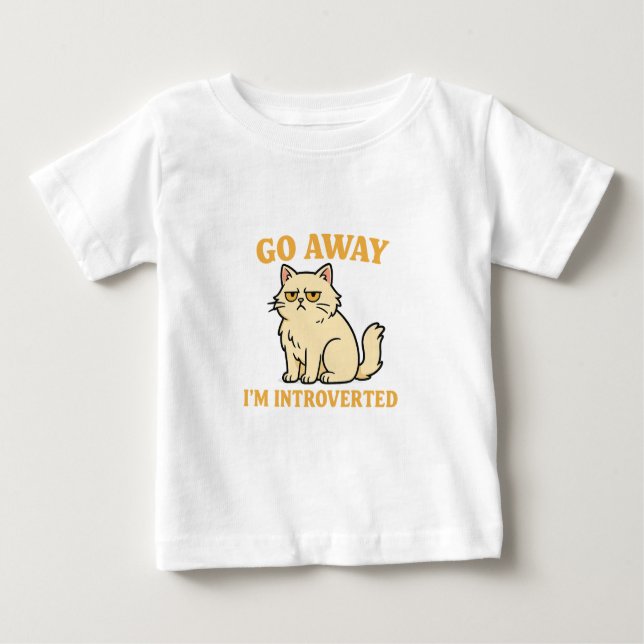 T-shirt Pour Bébé Go Away I'm Introverted – Funny Cat Shirt (Devant)