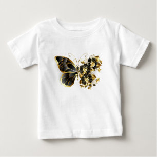 T-shirt Pour Bébé Gold flower Butterfly with Black Orchid