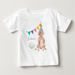 T-shirt Pour Bébé Golden Retriever Dog First 1st Birday Nom du gâtea