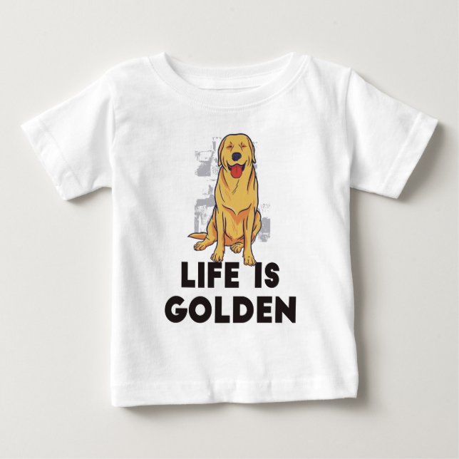 T-shirt Pour Bébé Golden Retriever Dog - La vie est dorée (Devant)