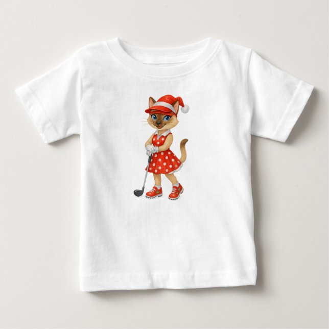 T-shirt Pour Bébé Golf Christmas themed for Cat Lovers (Devant)