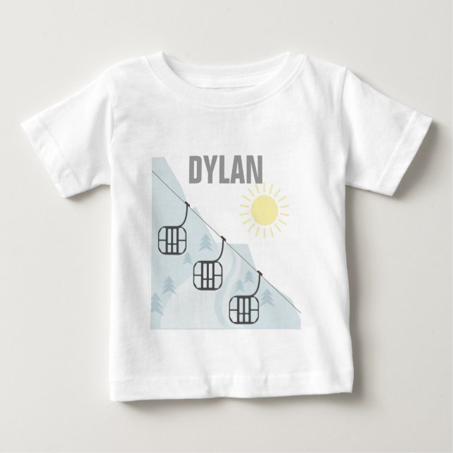 T-shirt Pour Bébé Gondole Personnalised de ski (Devant)