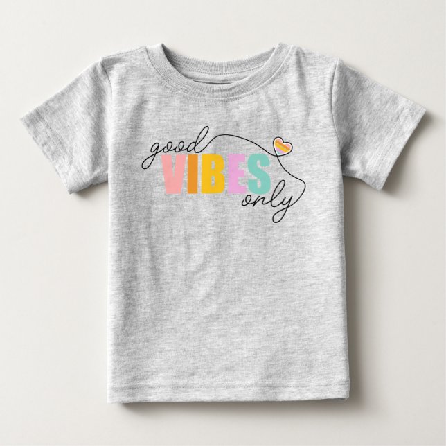 T-shirt Pour Bébé Good Vibes seulement Rainbow Heart (Devant)
