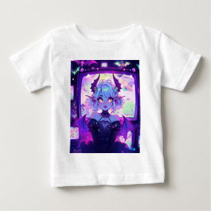 T-shirt Pour Bébé Gothique Cyberpunk Demon Imaginaire Anime Girl
