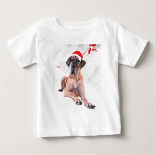 T-shirt Pour Bébé Grand Danois Chapeau Joyeux Noël