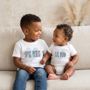 T-shirt Pour Bébé Grand Frère Cœur Bleu Famille de frères et sœurs a