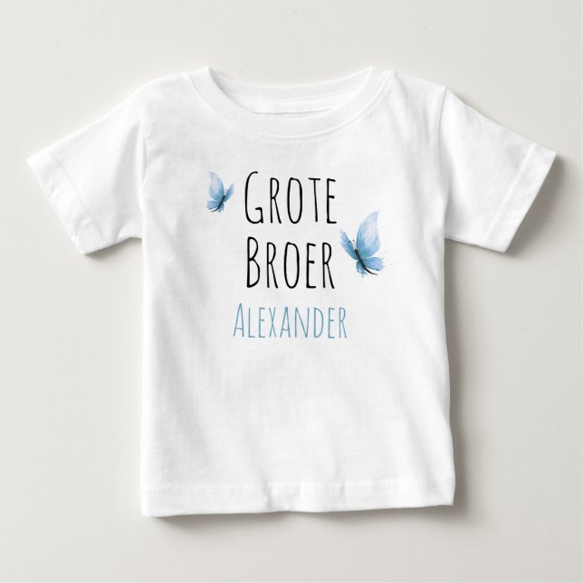 T-shirt Pour Bébé Grand frère personnalisable avec le papillon de co (Devant)