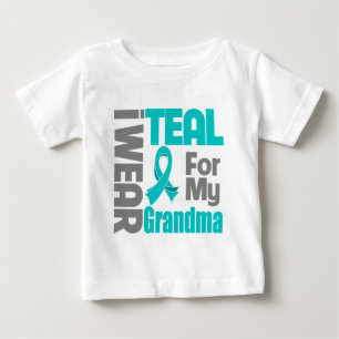T-shirt Pour Bébé Grand-maman - appui turquoise de Cancer ovarien de