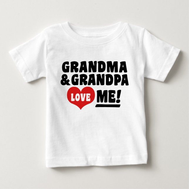 T-shirt Pour Bébé Grand-mère et grand-père m'aiment (Devant)