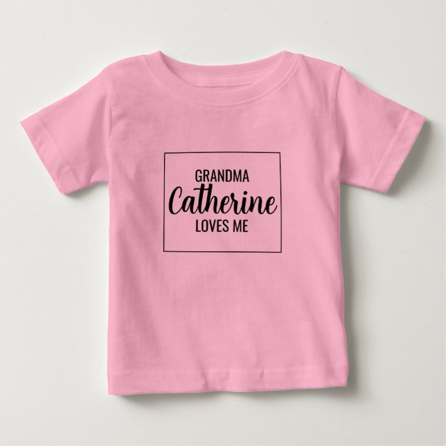 T-shirt Pour Bébé Grand-mère personnalisée m'aime petit-enfant (Devant)
