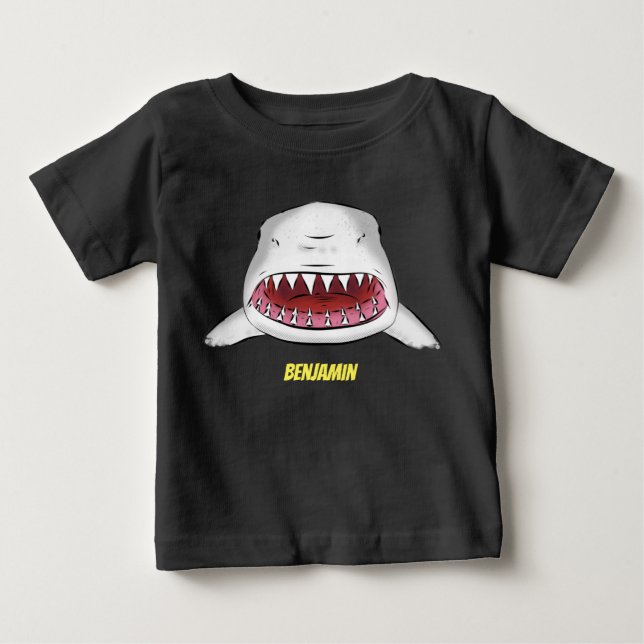T-shirt Pour Bébé Grand requin blanc moyen dessin animé (Devant)