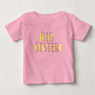 T-shirt Pour Bébé Grand texte rose soeur avec motif