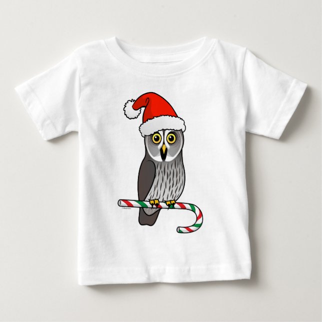 T-shirt Pour Bébé Grande chouette grise Père Noël (Devant)