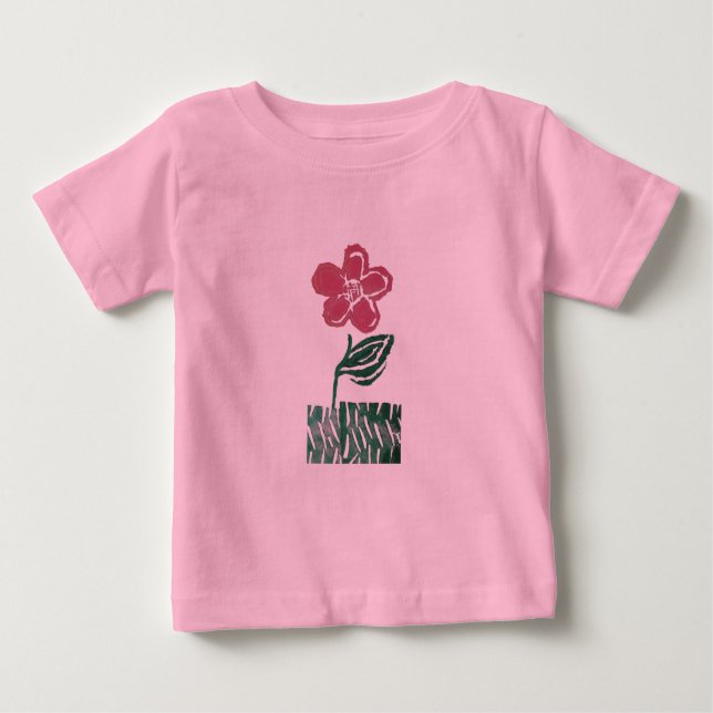T-shirt Pour Bébé grande fleur rose (Devant)