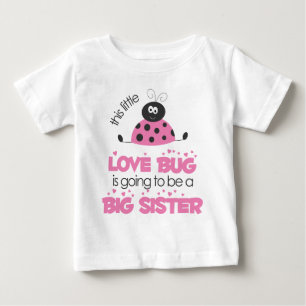 T-shirt Pour Bébé Grande soeur d'insecte rose d'amour