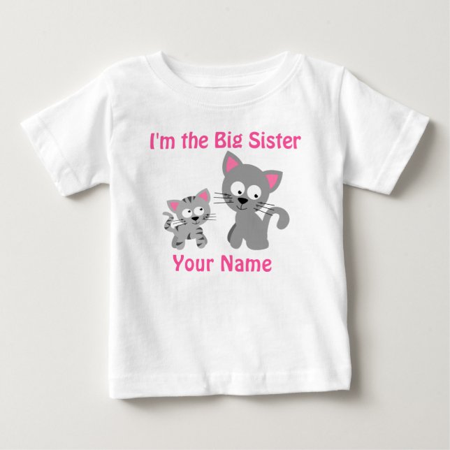 T-shirt Pour Bébé Grande Soeur Kitty Chat Personnalisé T Chemise (Devant)