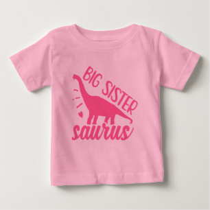T-shirt Pour Bébé Grande soeur Saurus en rose