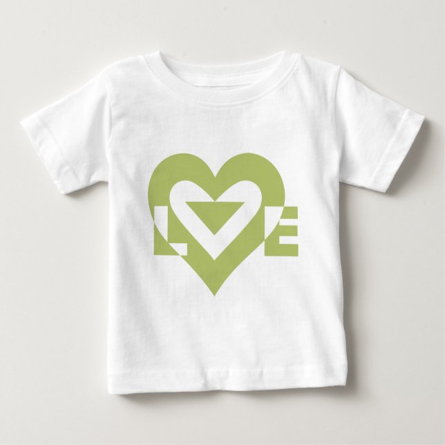 T-shirt Pour Bébé Graphique d'amour cool, Vert Sage (Devant)