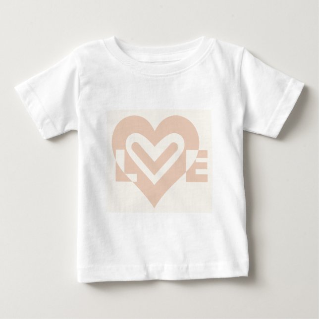 T-shirt Pour Bébé Graphique d'amour mignon en beige (Devant)
