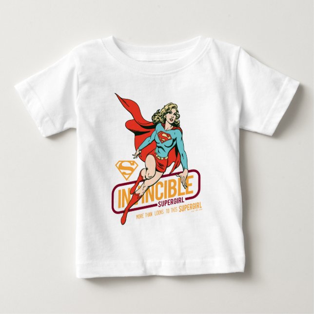 T-shirt Pour Bébé Graphique rétro-invincible Supergirl (Devant)