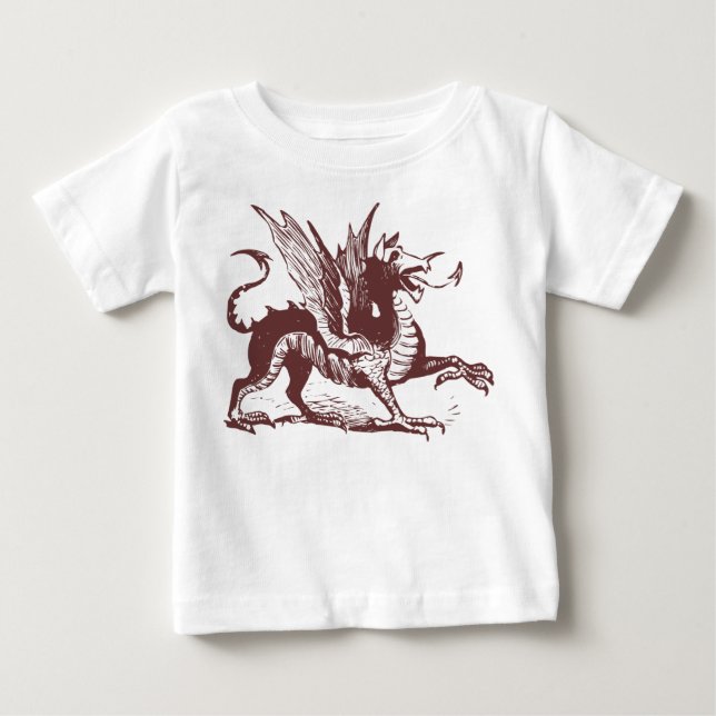 T-shirt Pour Bébé Gravure de dragon - Brown foncé (Devant)