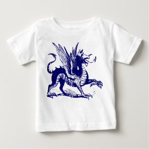 T-shirt Pour Bébé Gravure de dragon - Marine profonde
