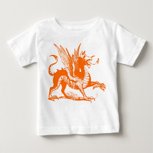 T-shirt Pour Bébé Gravure de dragon - Orange (Devant)