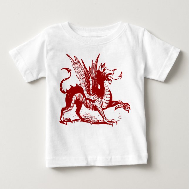 T-shirt Pour Bébé Gravure de dragon - Ruby Red (Devant)