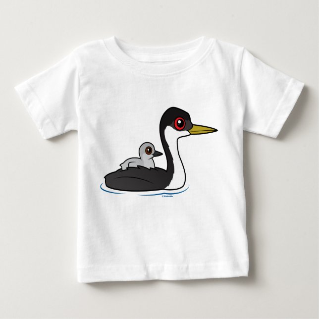 T-shirt Pour Bébé Grèbe Occidentale Birdorable avec bébé (Devant)