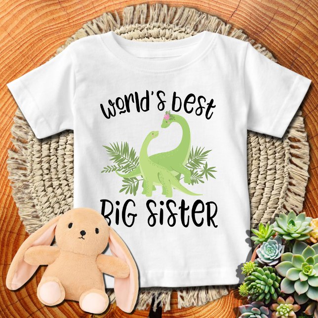 T-shirt Pour Bébé Green Dinosaurs Meilleure grande soeur du monde (Créateur téléchargé)
