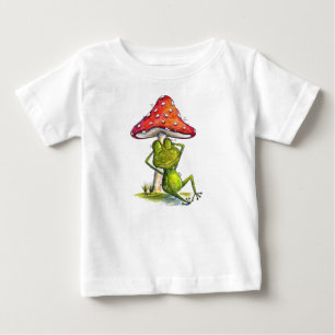 T-shirt Pour Bébé Grenouille à couchage lunaire sous un champignon